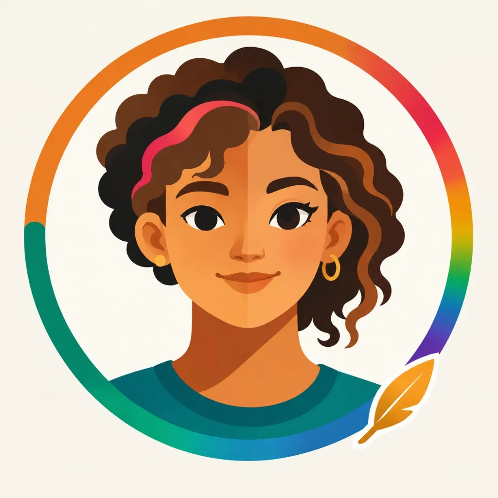 Personagem inclusiva da Rede Arandu: retrato com aro em espectro e pena